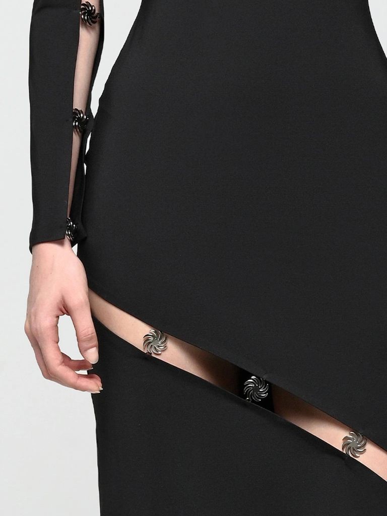 Asimetric Midi Dress with Cutouts