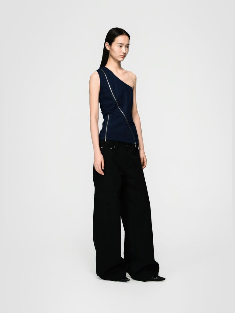 One Shoulder Zipper Top