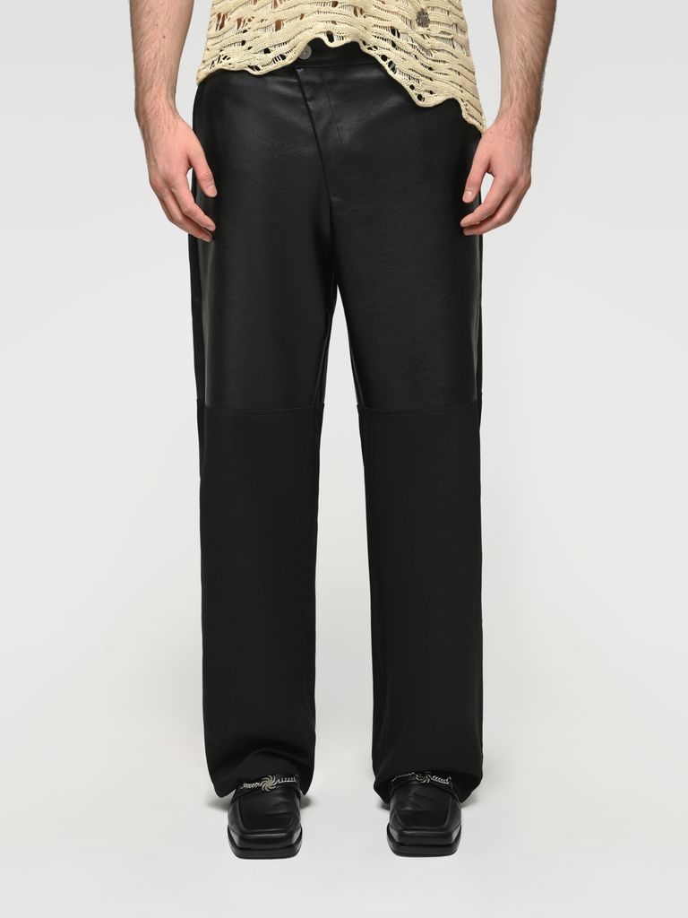 Two fabric trousers with asymmetric zipper