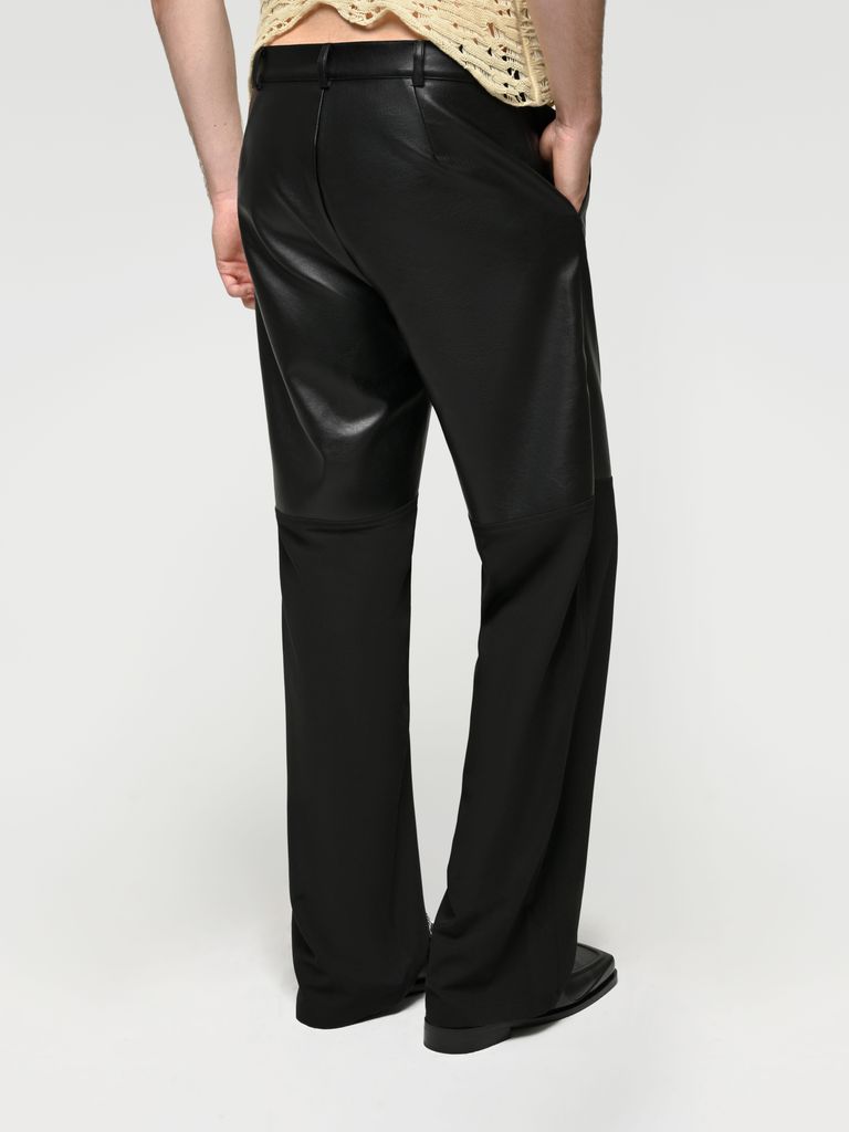 Two fabric trousers with asymmetric zipper