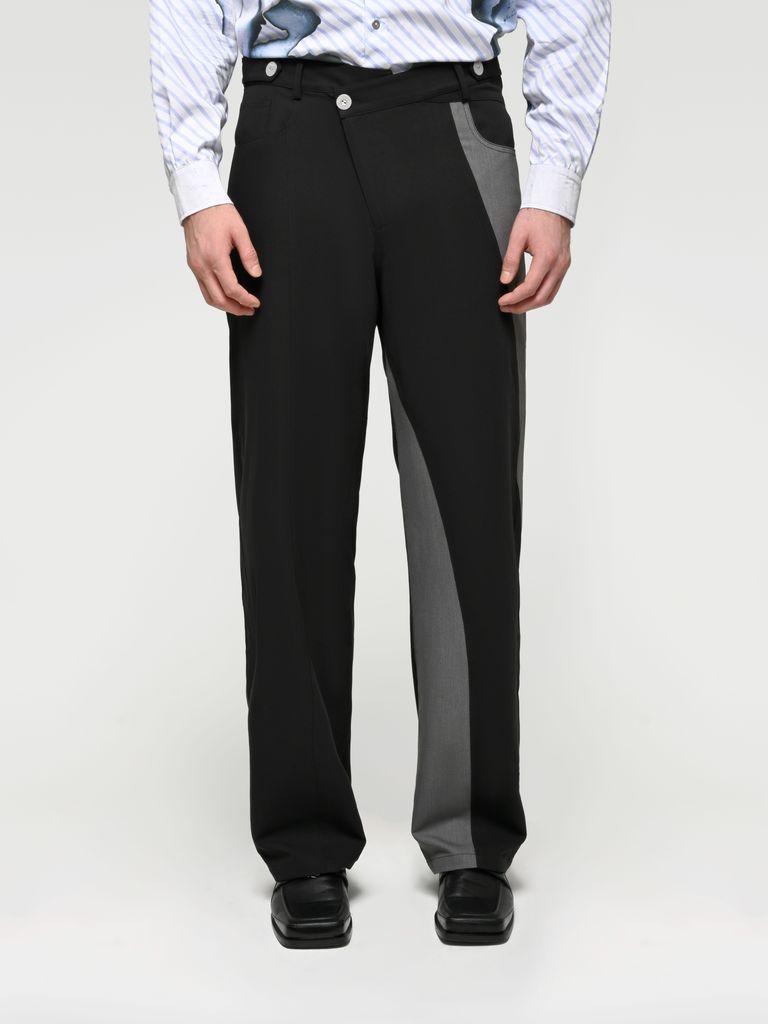 Asymmetric two colored men pants