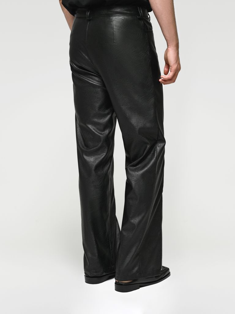 Faux-leather pants with zippers