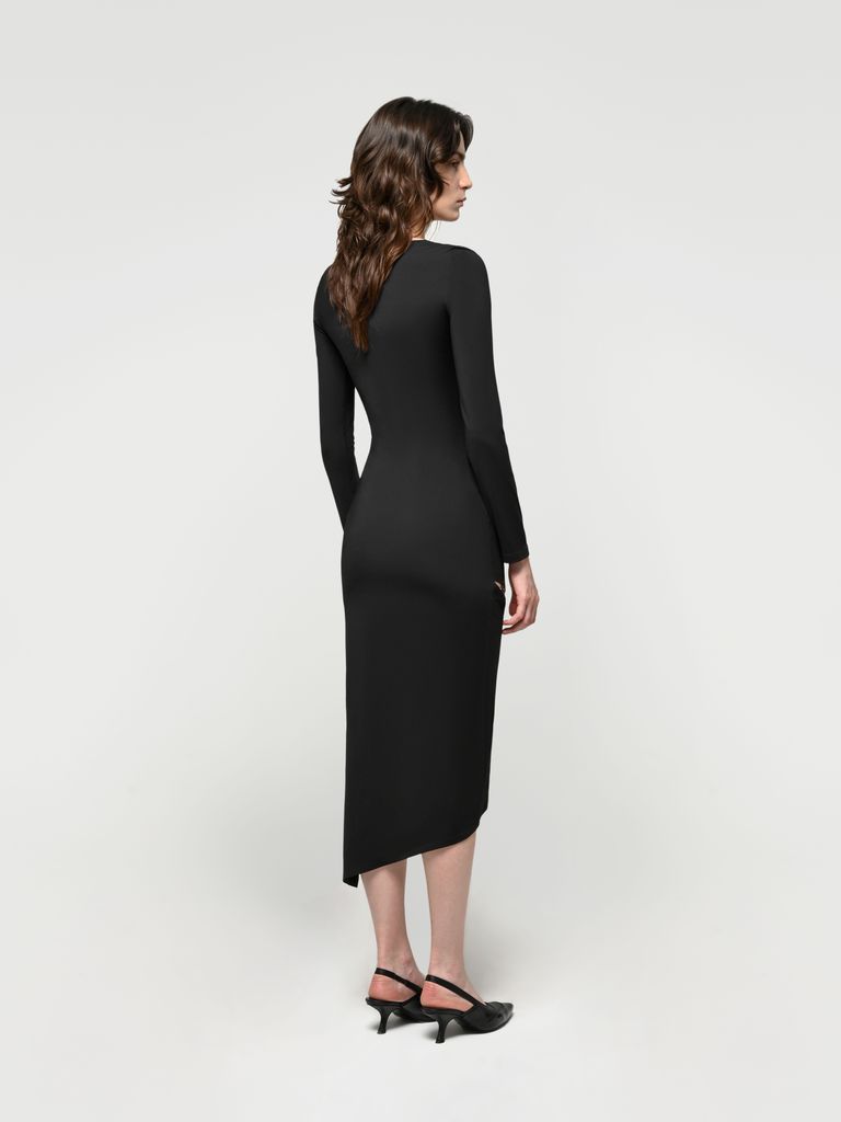 Asymmetric Midi Dress with Cutouts