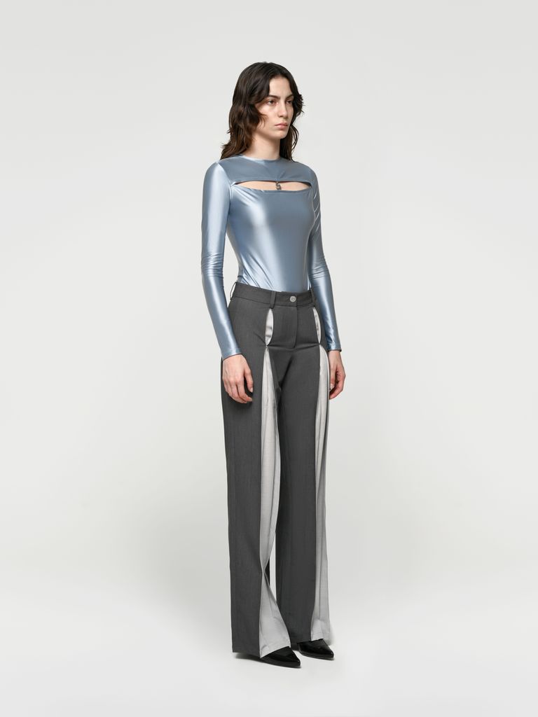 Women wool pants with folding