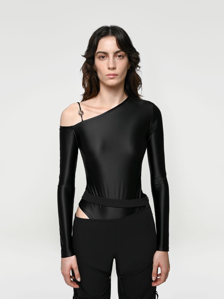 Bodysuit with open shoulder