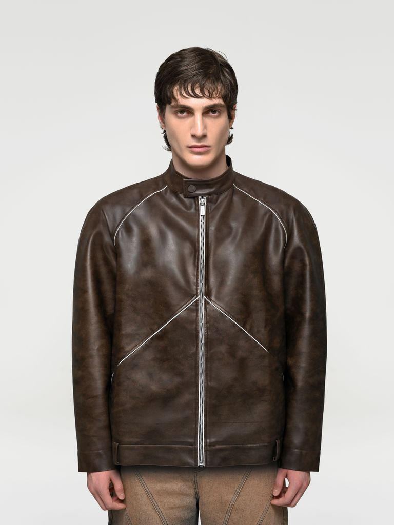 Faux Leather Raglan Jacket