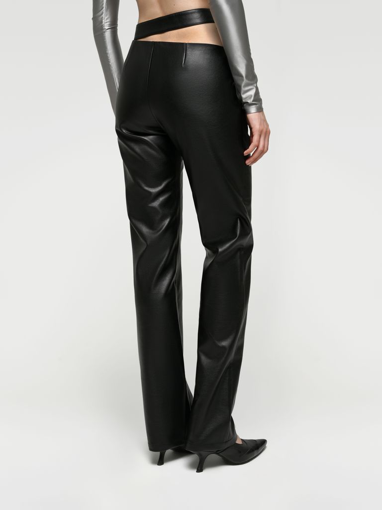 Faux-leather pants with detached belt