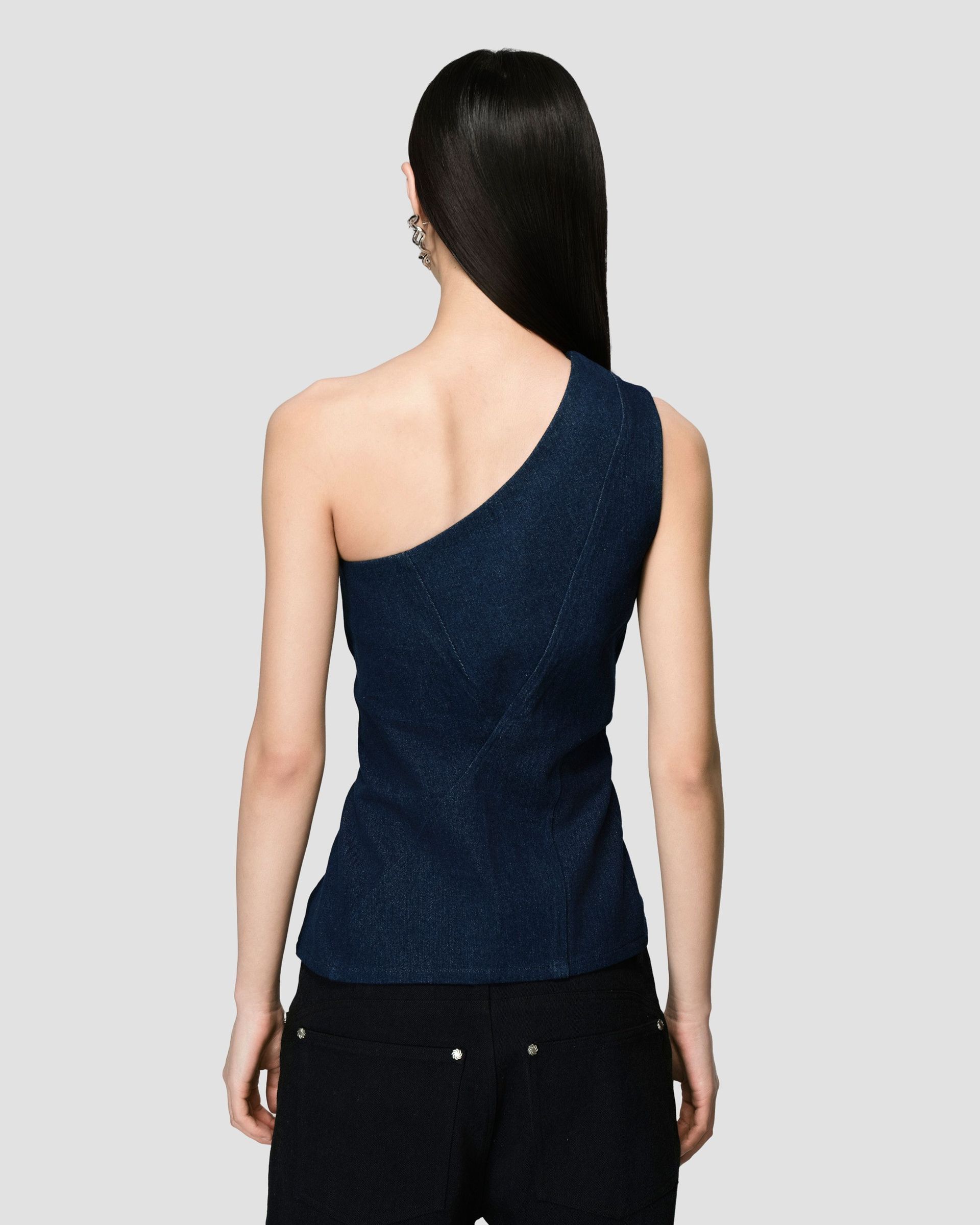 One Shoulder Zipper Top